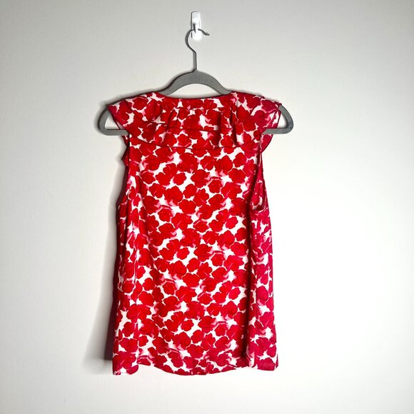 CAbi Rosy Top Style #4350 Button-Up Chiffon Ruffle-Neck Rose Print Sz Medium - Picture 5 of 5